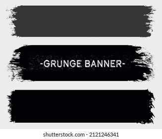 Set of black brush stroke banners. Grunge brushes for your design. 