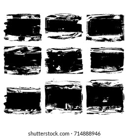 Set of black brush stroke. Grunge vector abstract hand - painted element. Underline and border design.