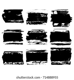 Set of black brush stroke. Grunge vector abstract hand - painted element. Underline and border design.