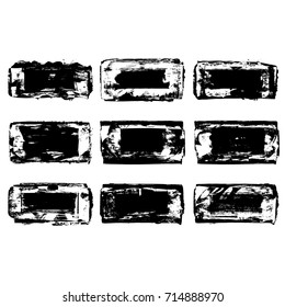 Set of black brush stroke. Grunge vector abstract hand - painted element. Underline and border design.