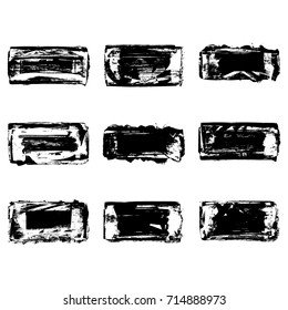 Set of black brush stroke. Grunge vector abstract hand - painted element. Underline and border design.