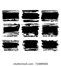 Set of black brush stroke. Grunge vector abstract hand - painted element. Underline and border design.