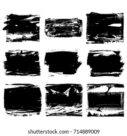 Set of black brush stroke. Grunge vector abstract hand - painted element. Underline and border design.