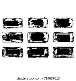 Set of black brush stroke. Grunge vector abstract hand - painted element. Underline and border design.