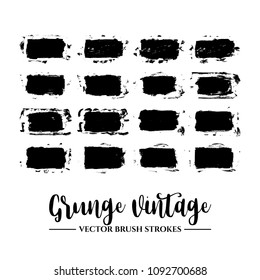Set of black brush stroke and texture. Grunge vector abstract hand - painted element. Underline and border.