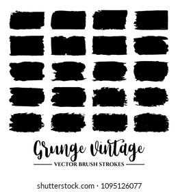 Set of black brush stroke and texture. Grunge vector abstract hand - painted element. Underline and border.