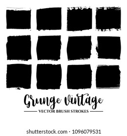 Set of black brush stroke and texture. Grunge vector abstract hand - painted element. Underline and border.