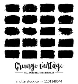 Set of black brush stroke and texture. Grunge vector abstract hand - painted element. Underline and border.