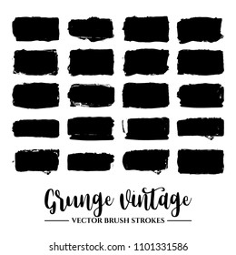 Set of black brush stroke and texture. Grunge vector abstract hand - painted element. Underline and border.