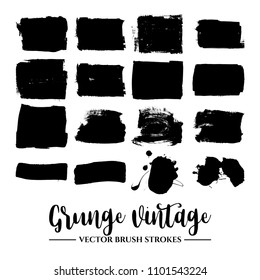 Set of black brush stroke and texture. Grunge vector abstract hand - painted element. Underline and border.