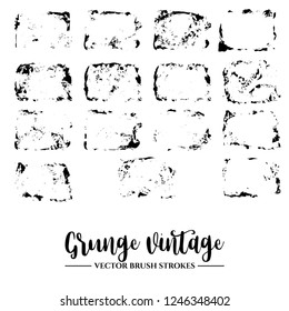 Set of black brush stroke and texture. Grunge vector abstract hand - painted element. Frames and borders.