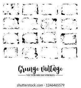 Set of black brush stroke and texture. Grunge vector abstract hand - painted element. Frames and borders.