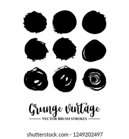 Set of black brush stroke and texture. Grunge vector abstract hand - painted element. Underline and border.