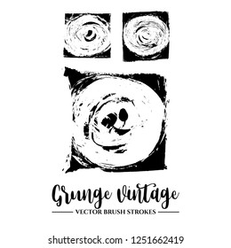 Set of black brush stroke and texture. Grunge vector abstract hand - painted element. Frames and borders.