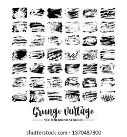 Set of black brush stroke and texture. Grunge vector abstract hand - painted element. Underline and border.