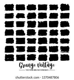 Set of black brush stroke and texture. Grunge vector abstract hand - painted element. Underline and border.