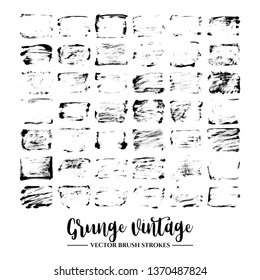 Set of black brush stroke and texture. Grunge vector abstract hand - painted element. Underline and border.