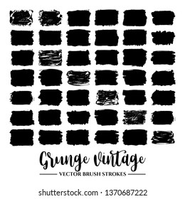 Set of black brush stroke and texture. Grunge vector abstract hand - painted element. Underline and border.