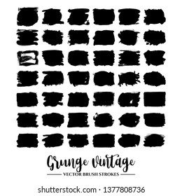Set of black brush stroke and texture. Grunge vector abstract hand - painted element. Underline and border.