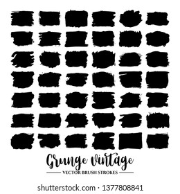 Set of black brush stroke and texture. Grunge vector abstract hand - painted element. Underline and border.