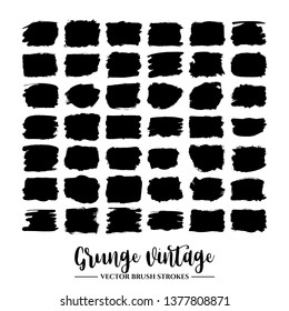 Set of black brush stroke and texture. Grunge vector abstract hand - painted element. Underline and border.