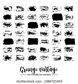 Set of black brush stroke and texture. Grunge vector abstract hand - painted element. Underline and border.