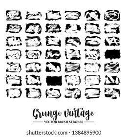 Set of black brush stroke and texture. Grunge vector abstract hand - painted element. Underline and border.