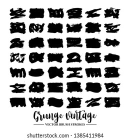 Set of black brush stroke and texture. Grunge vector abstract hand - painted element. Underline and border.