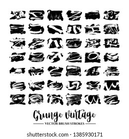 Set of black brush stroke and texture. Grunge vector abstract hand - painted element. Underline and border.