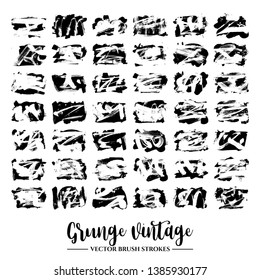 Set of black brush stroke and texture. Grunge vector abstract hand - painted element. Underline and border.
