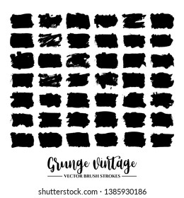 Set of black brush stroke and texture. Grunge vector abstract hand - painted element. Underline and border.