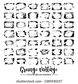 Set of black brush stroke and texture. Grunge vector abstract hand - painted element. Underline and border.