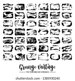 Set of black brush stroke and texture. Grunge vector abstract hand - painted element. Underline and border.