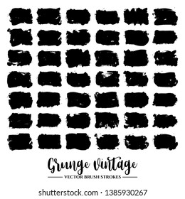 Conjunto de trazo de pincel negro y textura. Grunge Vector abstracto mano - elemento pintado. Subrayado y borde.