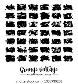 Set of black brush stroke and texture. Grunge vector abstract hand - painted element. Underline and border.
