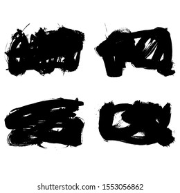 Set of black brush stroke and texture. Grunge vector abstract hand - painted element. Underline and border design.