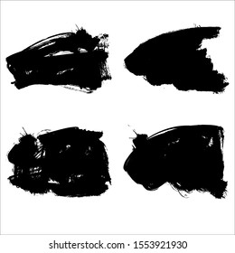 Set of black brush stroke and texture. Grunge vector abstract hand - painted element. Underline and border design.