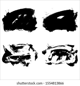 Set of black brush stroke and texture. Grunge vector abstract hand - painted element. Underline and border design.