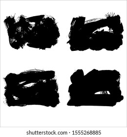 Set of black brush stroke and texture. Grunge vector abstract hand - painted element. Underline and border design.