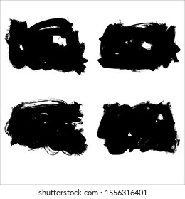 Set of black brush stroke and texture. Grunge vector abstract hand - painted element. Underline and border design.