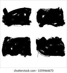 Set of black brush stroke and texture. Grunge vector abstract hand - painted element. Underline and border design.