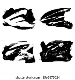 Set of black brush stroke and texture. Grunge vector abstract hand - painted element. Underline and border design.