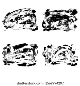 Set of black brush stroke and texture. Grunge vector abstract hand - painted element. Underline and border design.