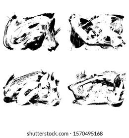 Set of black brush stroke and texture. Grunge vector abstract hand - painted element. Underline and border design.