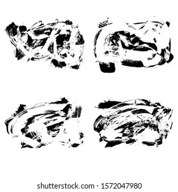 Set of black brush stroke and texture. Grunge vector abstract hand - painted element. Underline and border design.