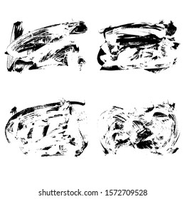 Set of black brush stroke and texture. Grunge vector abstract hand - painted element. Underline and border design.