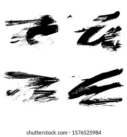 Set of black brush stroke and texture. Grunge vector abstract hand - painted element. Underline and border design.