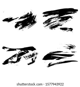 Set of black brush stroke and texture. Grunge vector abstract hand - painted element. Underline and border design.