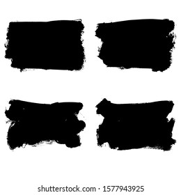 Set of black brush stroke and texture. Grunge vector abstract hand - painted element. Underline and border design.