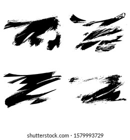 Set of black brush stroke and texture. Grunge vector abstract hand - painted element. Underline and border design.